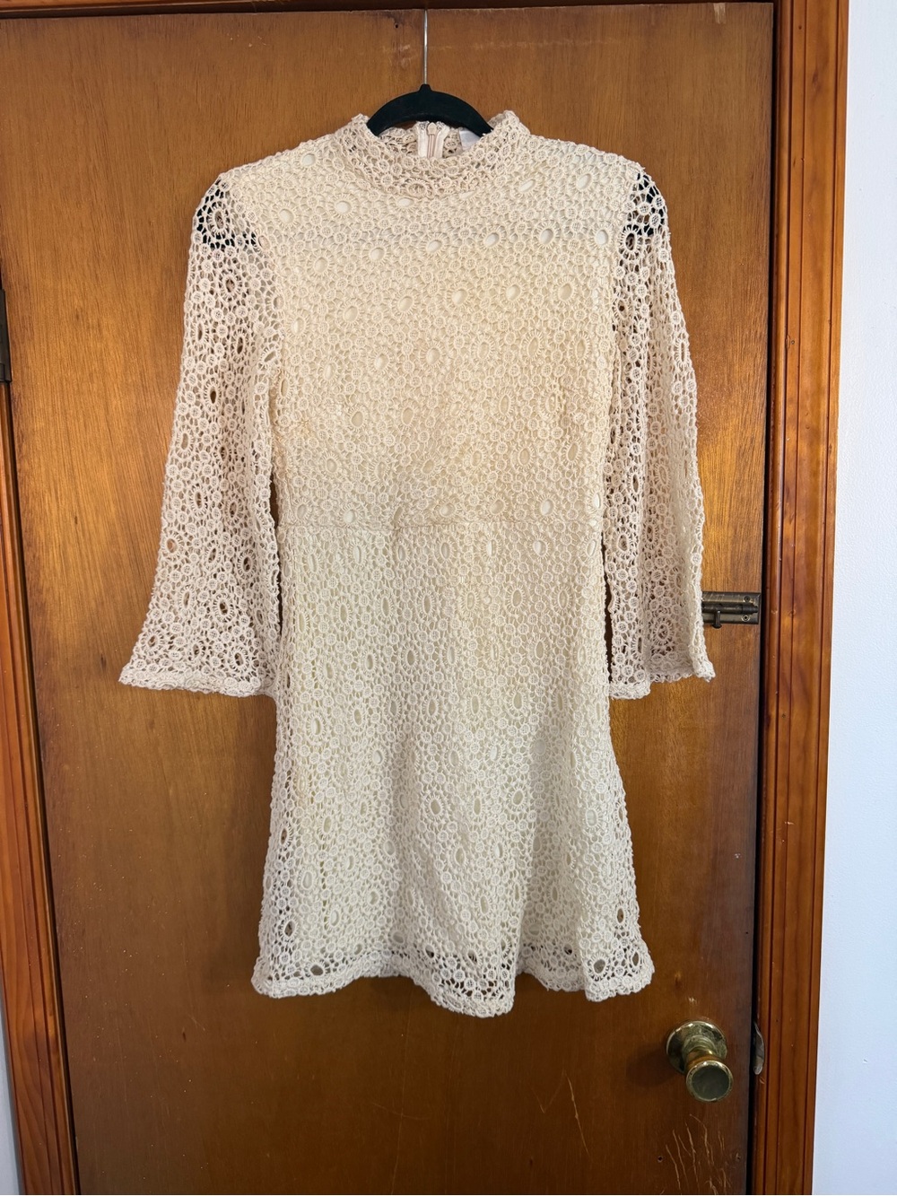 Urban Outfitters Women's Cream Crochet Lace Shift Dress